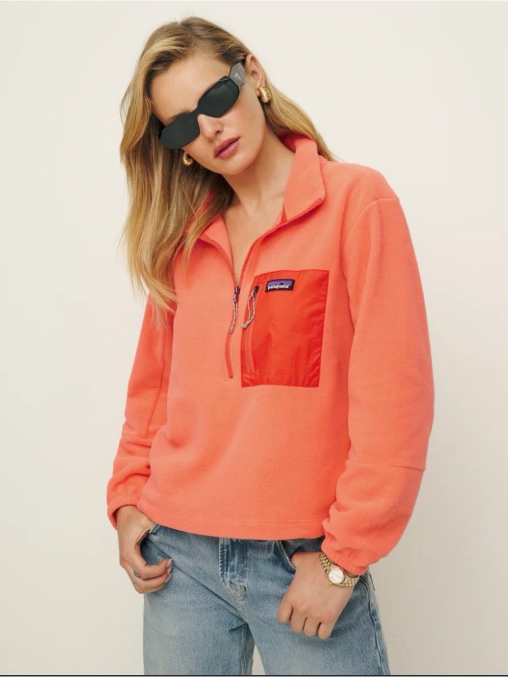 Patagonia Womens Microdini Half-Zip
Pullover in Coho Coral